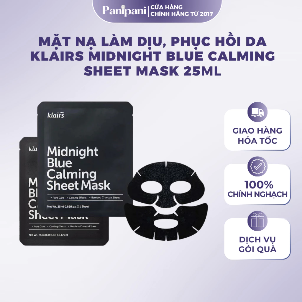 Mặt nạ KLAIRS Midnight Blue Calming Sheet Mask 25ml
