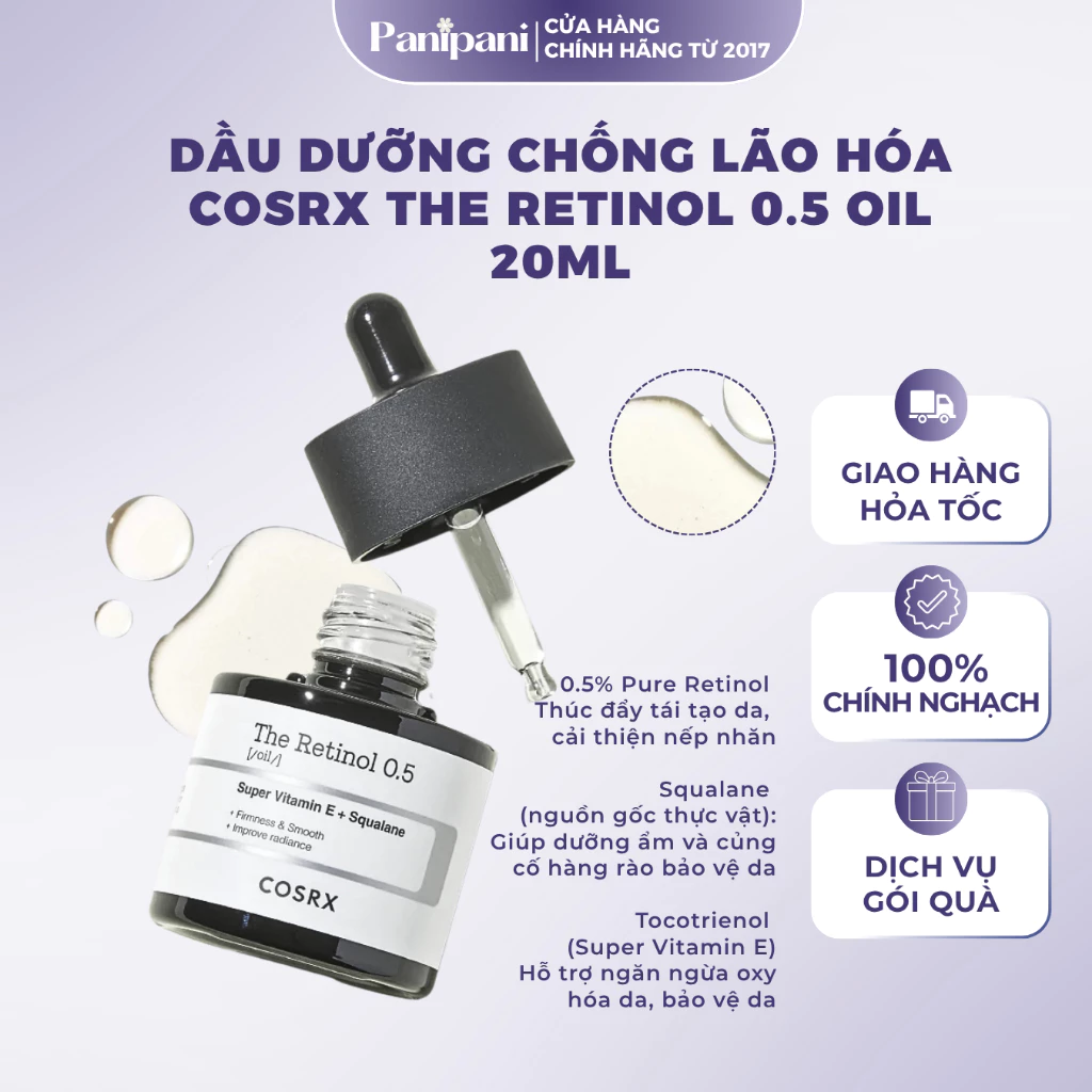 Sản phẩm dưỡng da Cosrx The Retinol 0.5 Oil