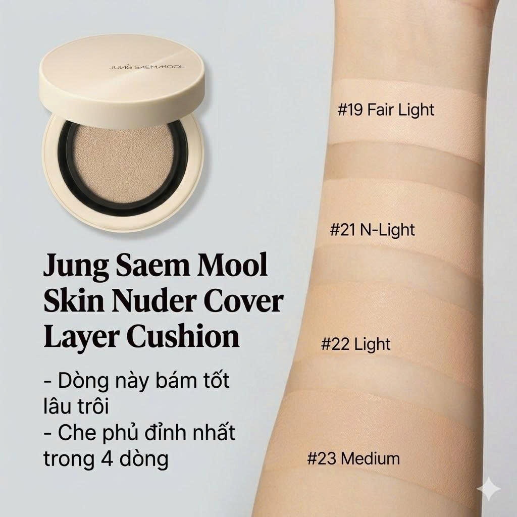 Phấn nước Jung Saem Mool Skin Nuder Cover Layer Cushion 15g (Kèm lõi thay thế)