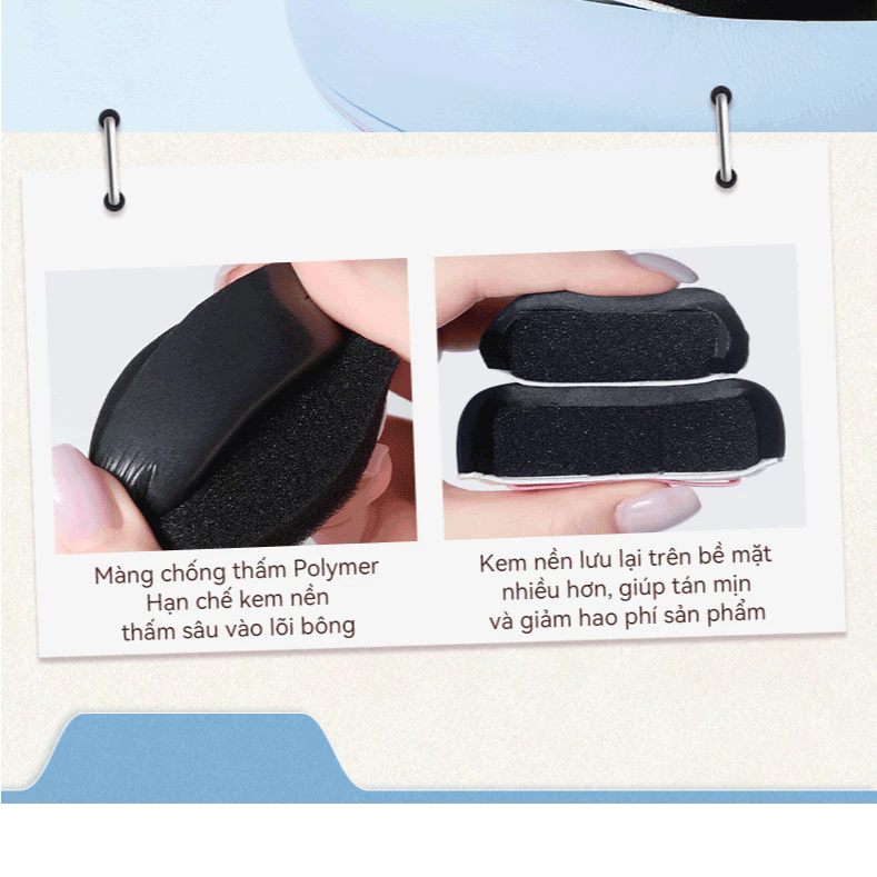 Bộ Bông Mút Trang Điểm Amortals Original Series Black Plus Foundation Puff Set (1 Bông phấn phủ+2 Bông phấn ướt)