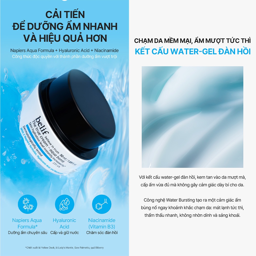 Kem dưỡng ẩm dạng gel Belif The True Cream Aqua Bomb