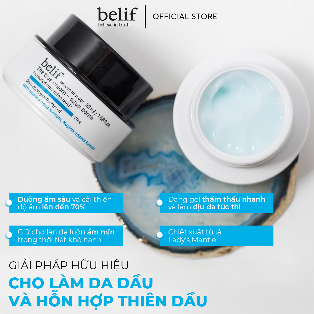 Kem dưỡng ẩm dạng gel Belif The True Cream Aqua Bomb