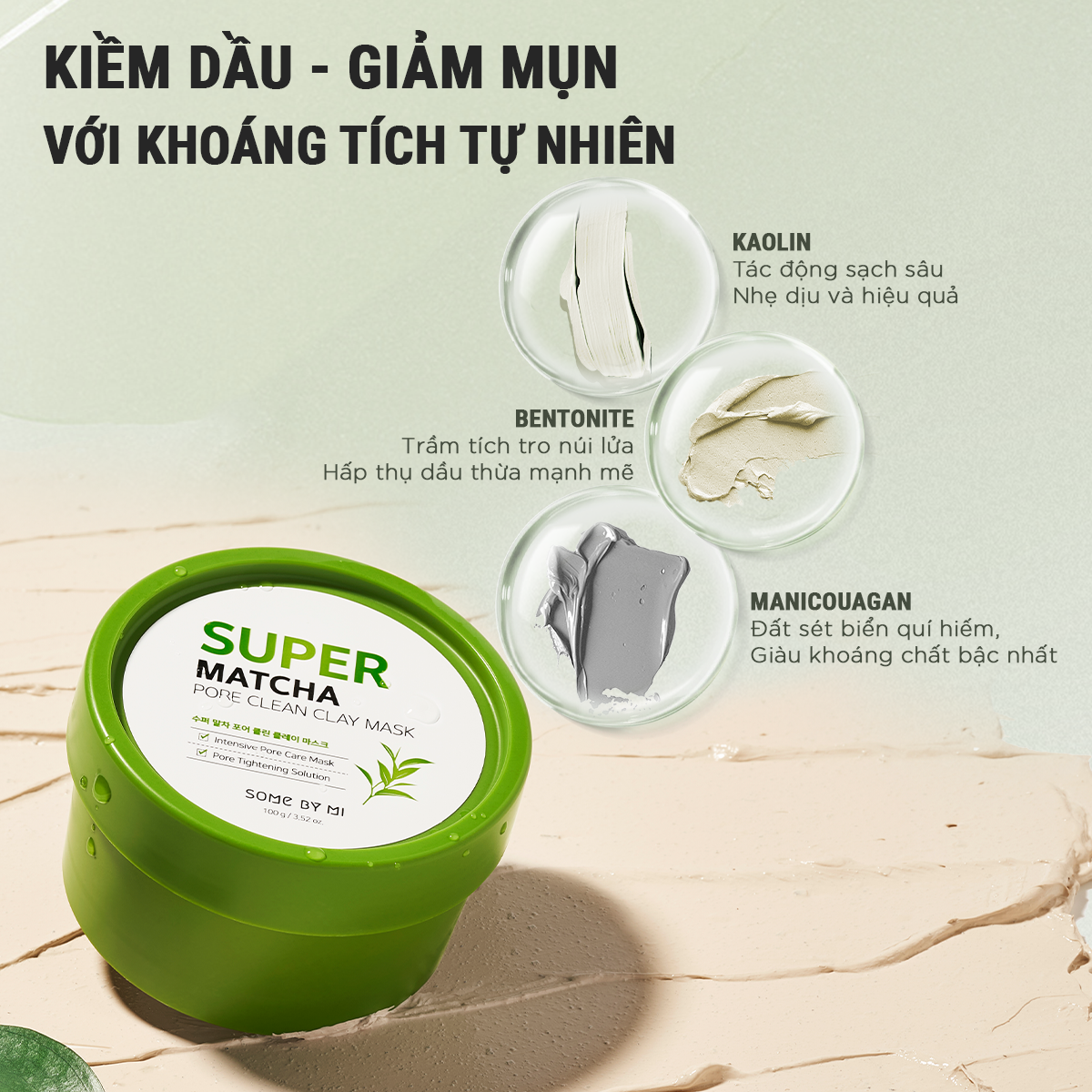 Some By Mi mặt nạ đất sét Supper Matcha Pore Clean Clay Mask 100g
