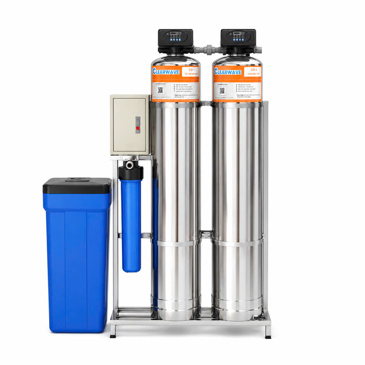 Hệ Thống Lọc Tổng Nước Sinh Hoạt 2 Cột Inox - T1000-2AI - Khử Canxi