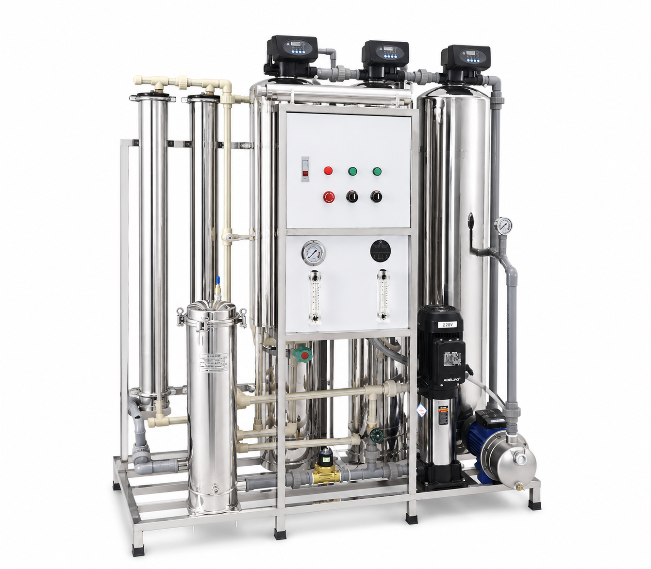 Hệ Thống Lọc Nước RO Công Nghiệp 500L Inox Toàn Diện - H500-3AI304