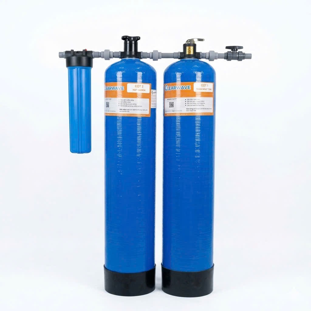 Hệ Thống Lọc Nước Tổng 2 Cột Composite Clearwave Khử Canxi – T1000-2CP2M