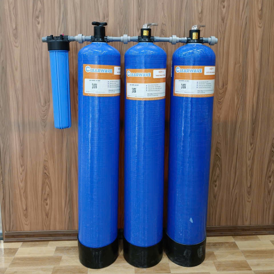 Hệ Thống Lọc Nước Tổng 3 Cột Composite Clearwave Khử Canxi – T1000-3CP2RM