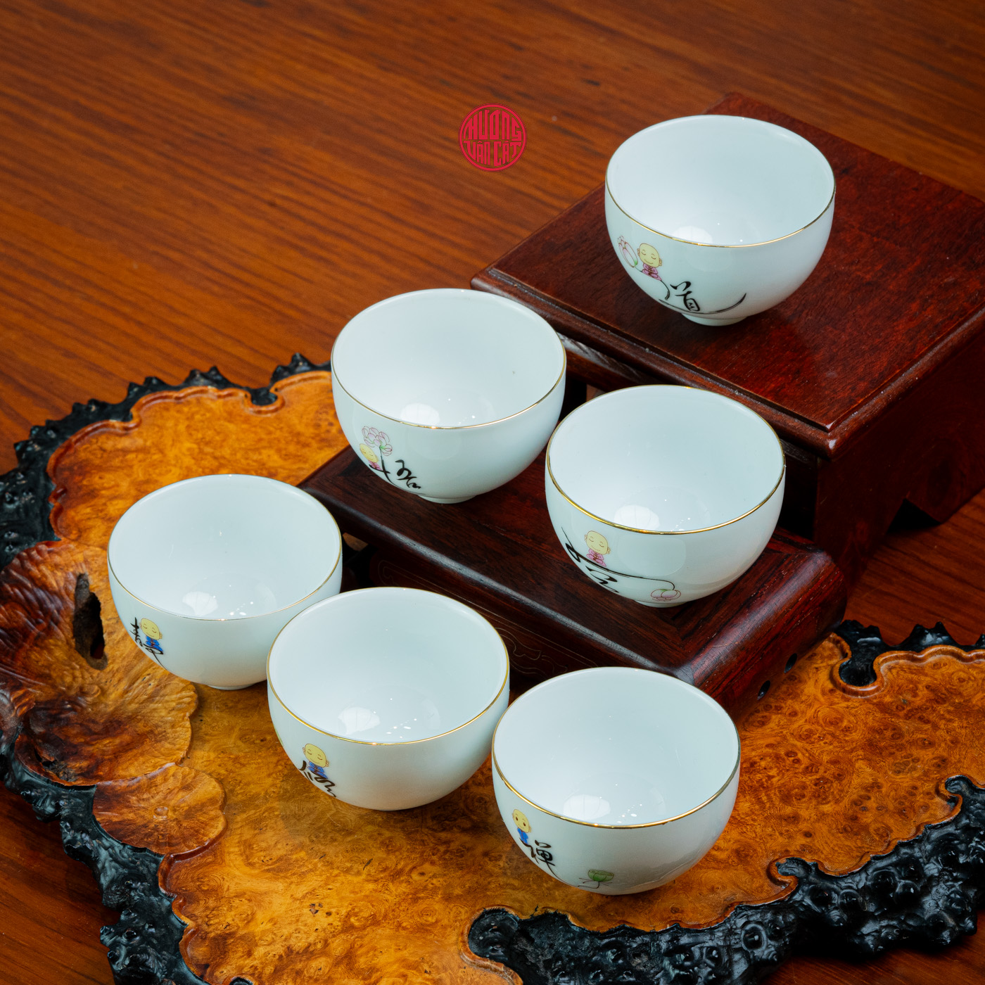 BỘ 6 CHÉN TRÀ SỨ CẢNH ĐỨC VẼ CHỮ THIỀN (100ml)