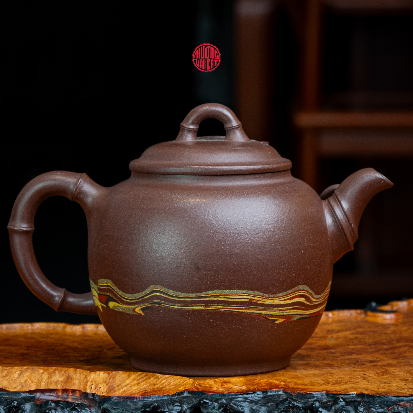 ẤM TRÀ TỬ SA ĐÁY TÀO THANH DÁNG TRÚC CÁCH ĐIỆU ( 200ml )