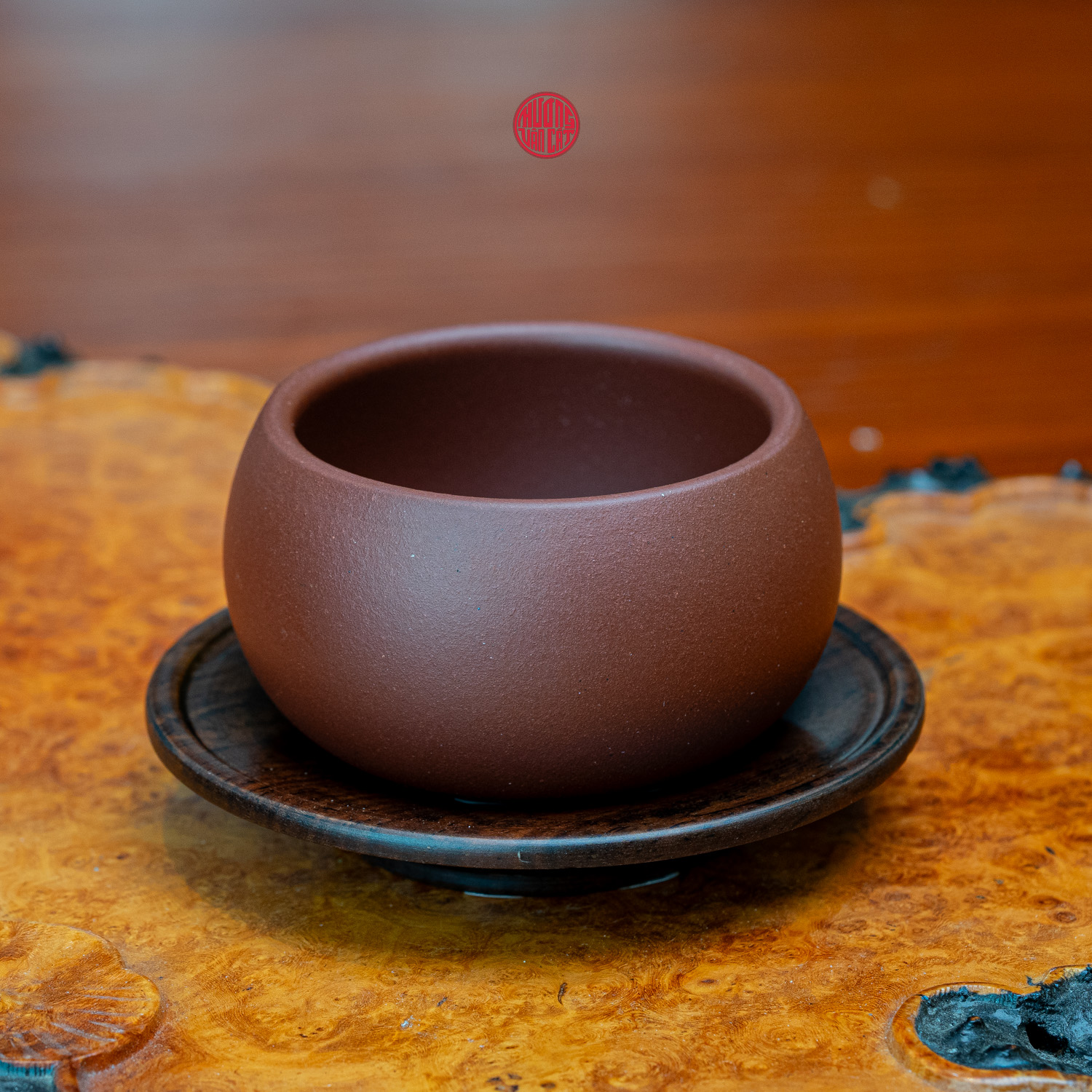 LÓT CHÉN TRÀ CHỦ TRÒN GỖ GỤ (8 x 1,5 cm)