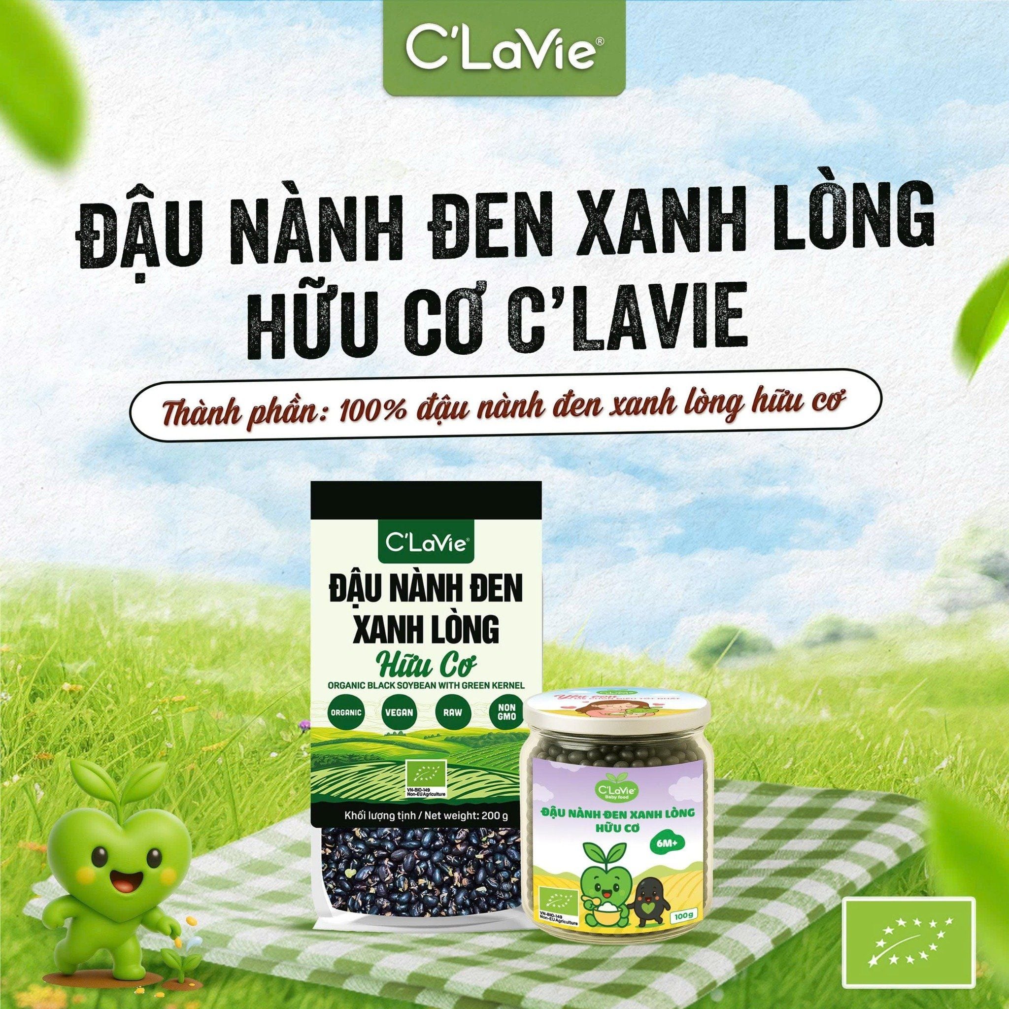 Đậu nành đen Xanh Lòng Hữu cơ 200gr C lavie
