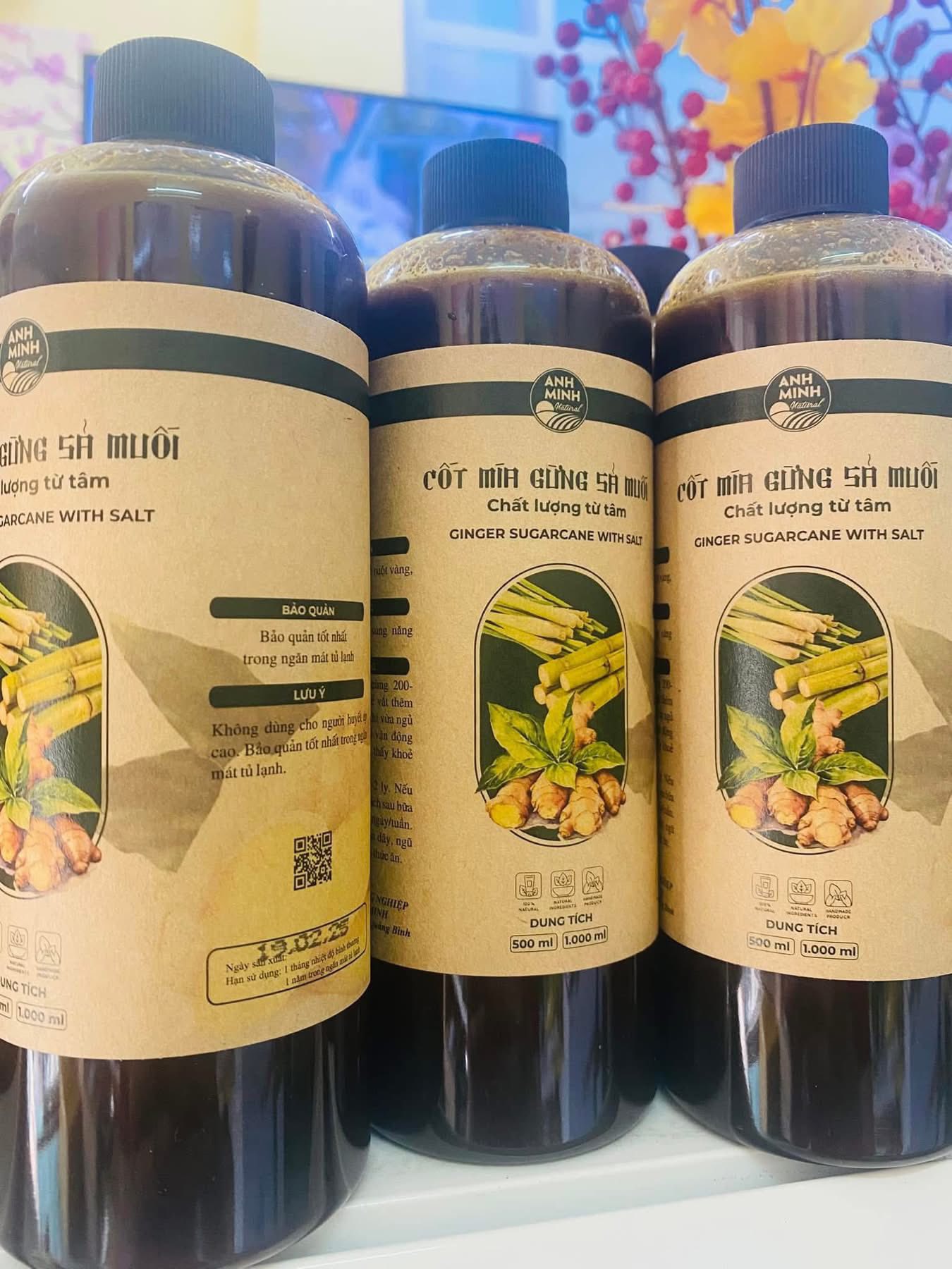 Cốt mía gừng sả muối 1 lít ( Chai )