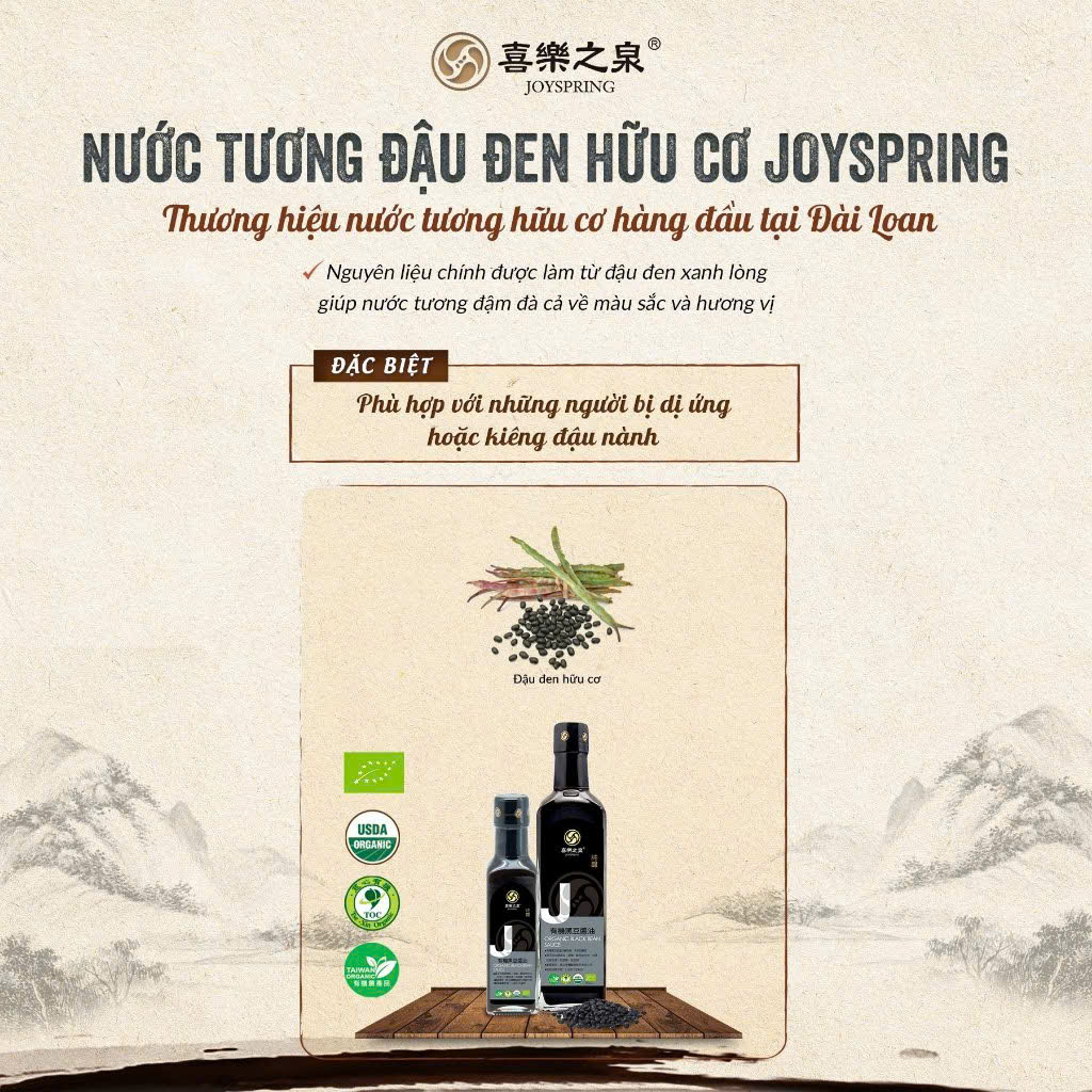 Nước tương đậu đen hữu cơ JoySpring 500ml ( Chai)