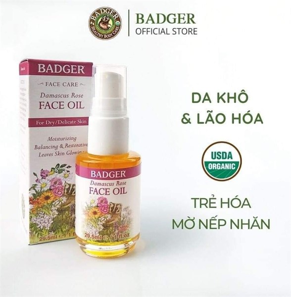 DẦU DƯỠNG DA HƯƠNG HOA HỒNG HỮU CƠ BADGER