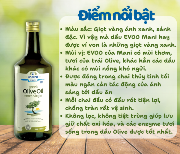 DẦU EXTRA VIRGIN OLIU HỮU CƠ MANI 1 LÍT