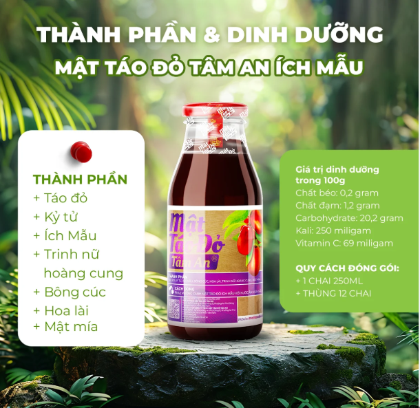 Mật Táo Đỏ Ích Mẫu Tâm An 250ml ( Lọ)