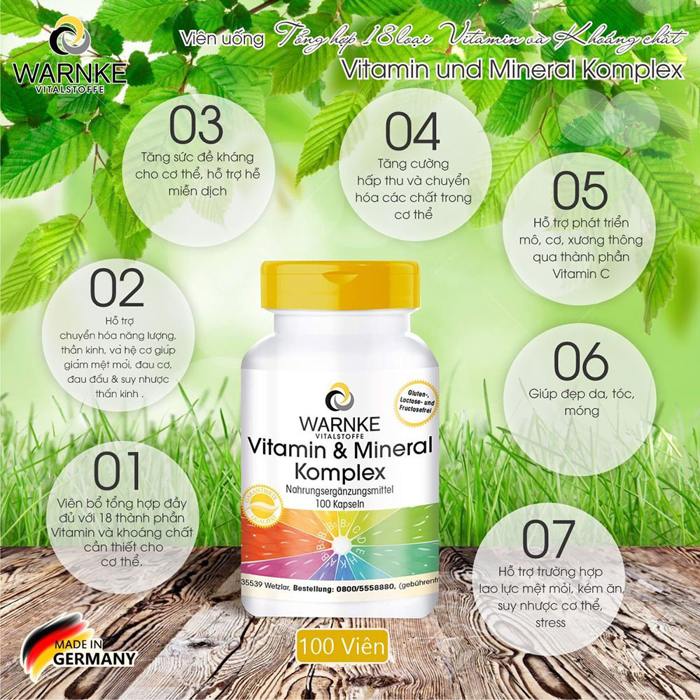 Vitamin Mineral Khoáng chất tổng hợp 100v ( Hộp)