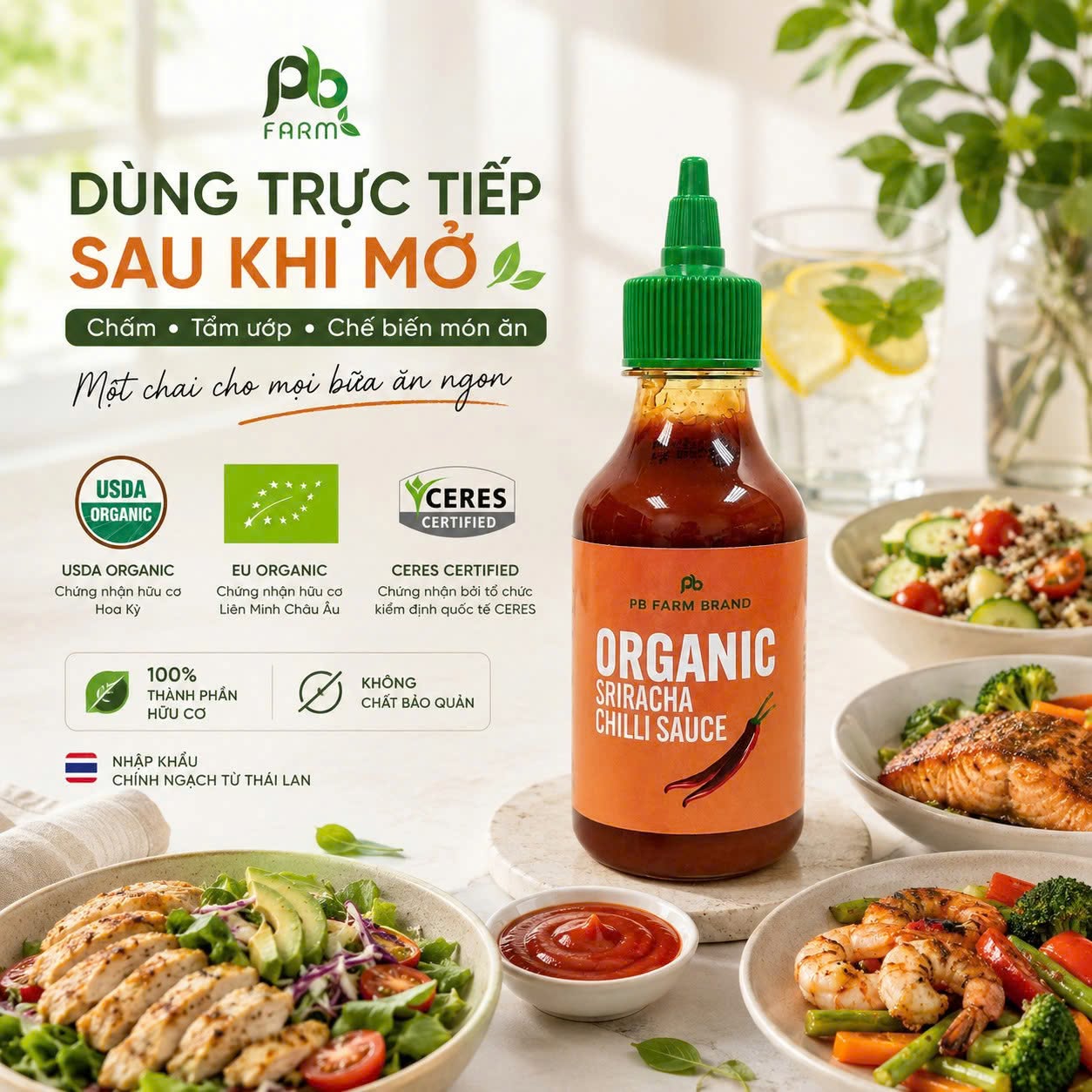 Tương ớt Sriracha hữu cơ PB Farm 230gr ( chai)