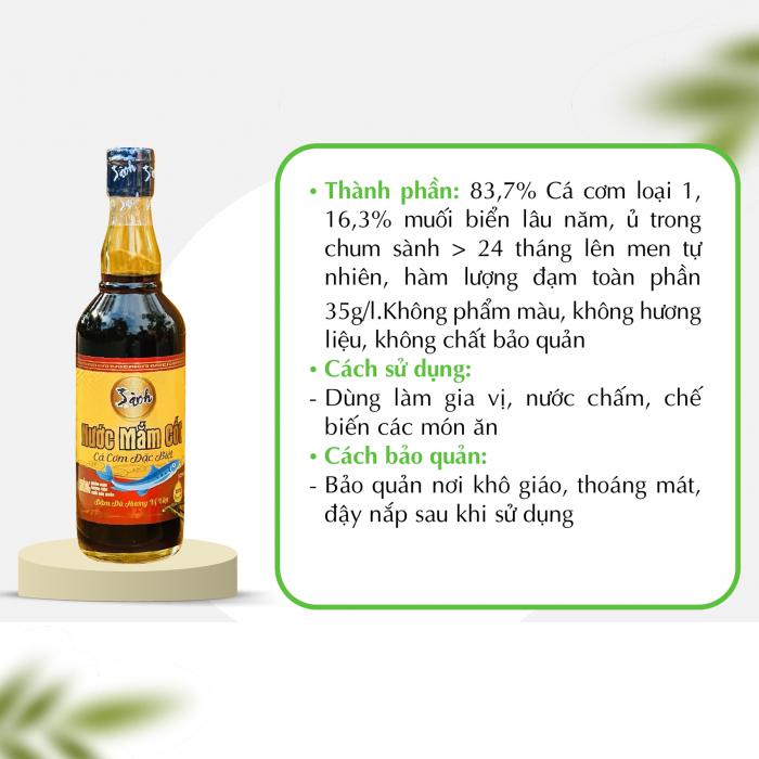 Nước Mắm Cá Cơm Đặc Biệt Sành 525ml