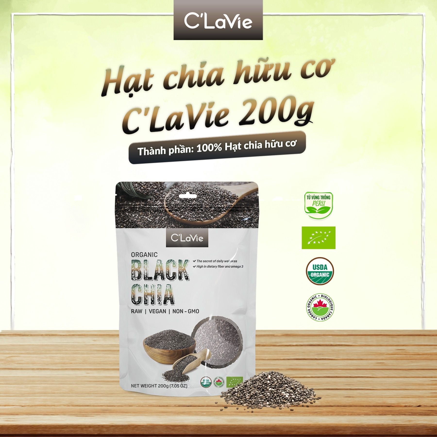 Hạt Chia Hữu Cơ C'LaVie 200gr ( Gói )