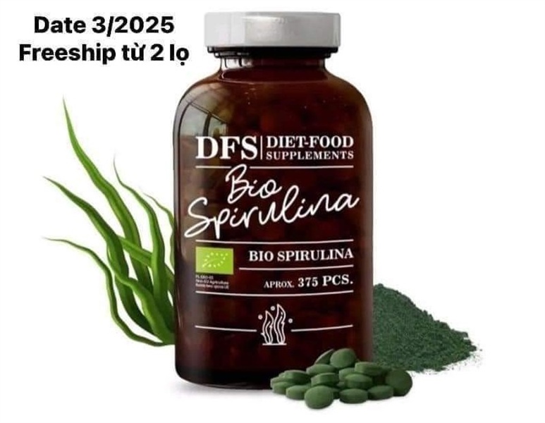Viên uống tảo xoắn Spirulina hữu cơ (375 viên) Diet Food 150gr