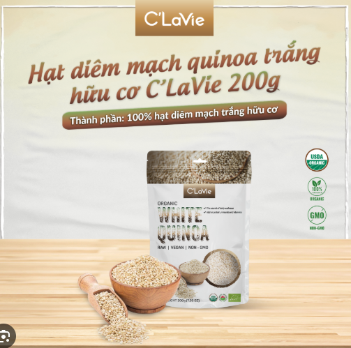 Hạt Diêm Mạch Quinoa Trắng Hữu Cơ C'LaVie 200g ( Gói)