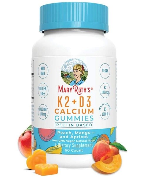 D3 K2 Mary Ruth's Kẹo dẻo Calcium Gummies 60v