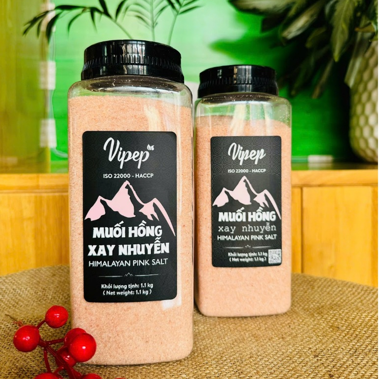 Muối hồng Vipep xay nhuyễn 1,1 kg (Lọ)