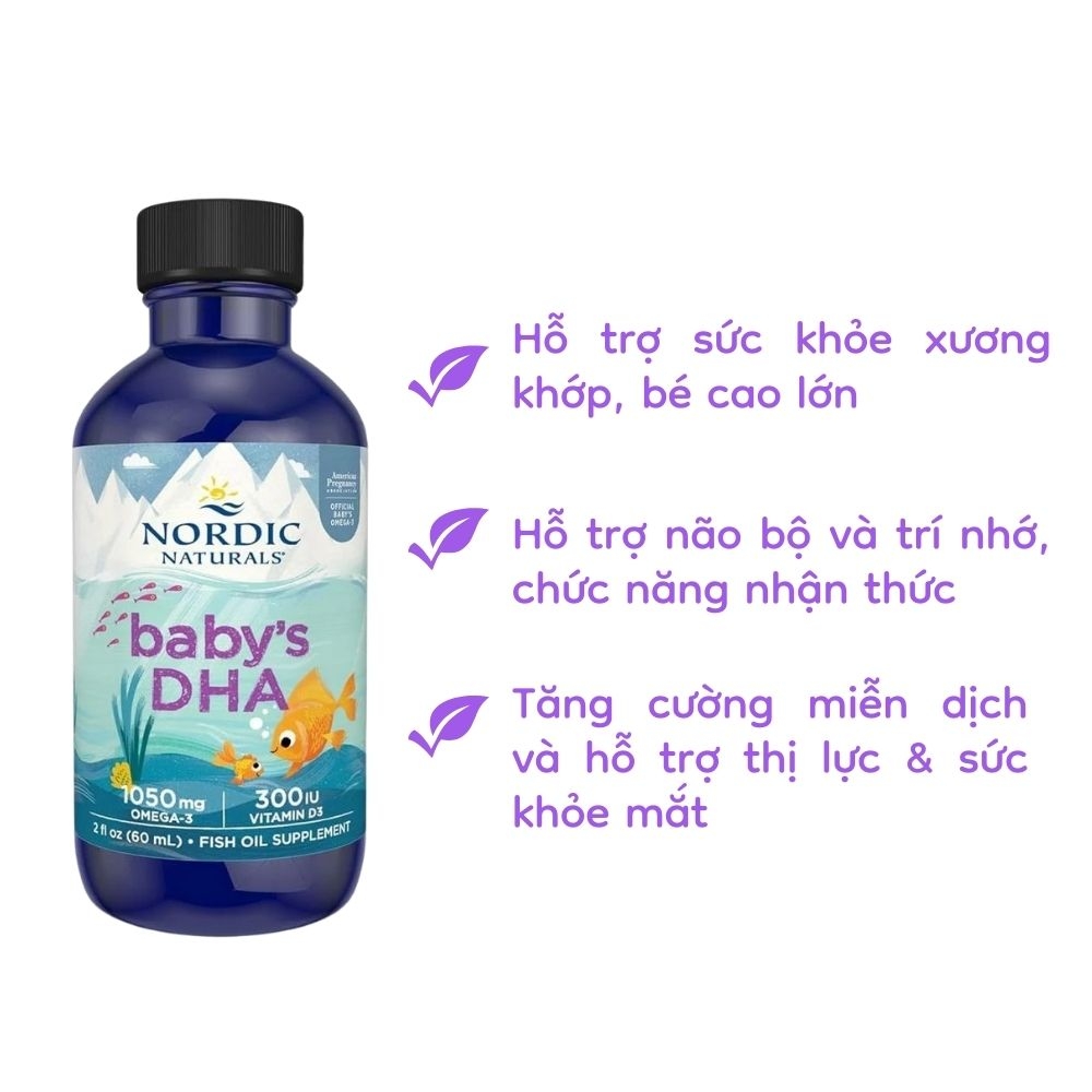 Omega 3 𝐁𝐚𝐛𝐲'𝐬 𝐃𝐇𝐀 𝐍𝐨𝐫𝐝𝐢𝐜 𝐍𝐚𝐭𝐮𝐫𝐚𝐥𝐬 𝐭𝐮̛̀ 𝐬𝐨̛ 𝐬𝐢𝐧𝐡 60ml ( Chai )