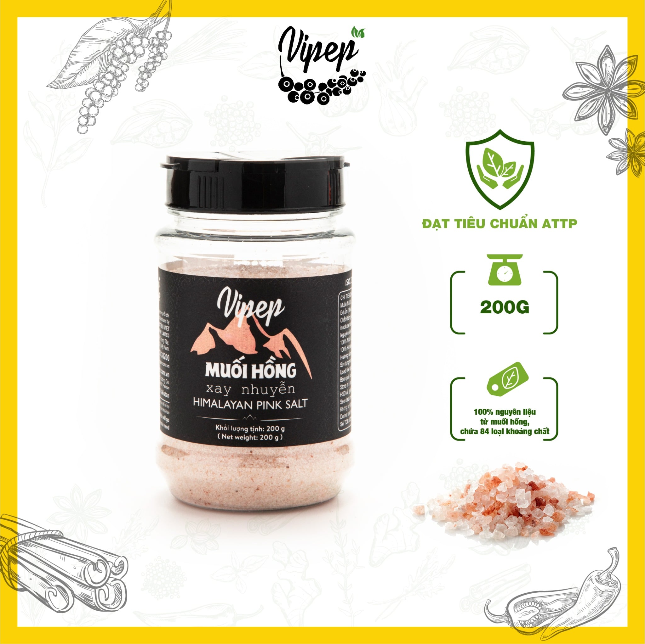 Muối Hồng Himalaya Vipep Xay Nhuyễn 200gr