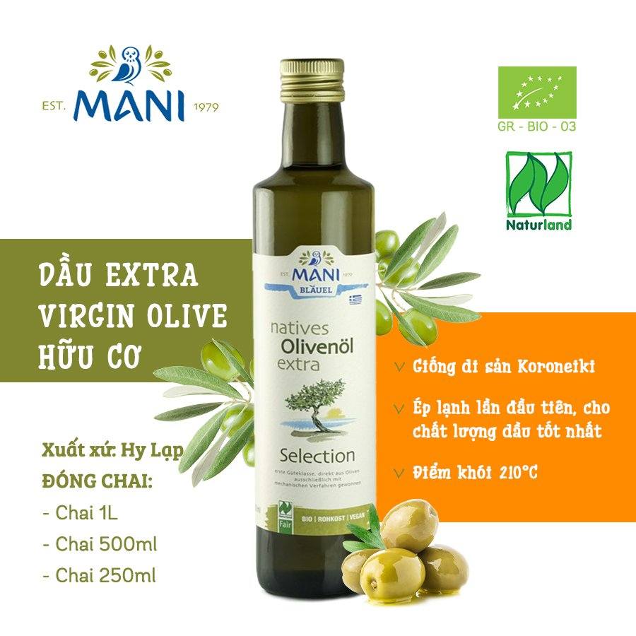 DẦU MANI EXTRA VIRGIN OLIU HỮU CƠ MANI 250ML