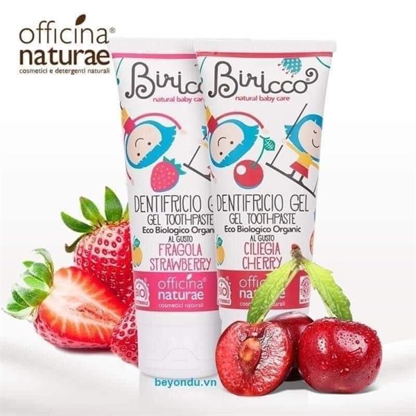 KEM ĐÁNH RĂNG VỊ CHERRY TRẺ EM HỮU CƠ BIRICCO