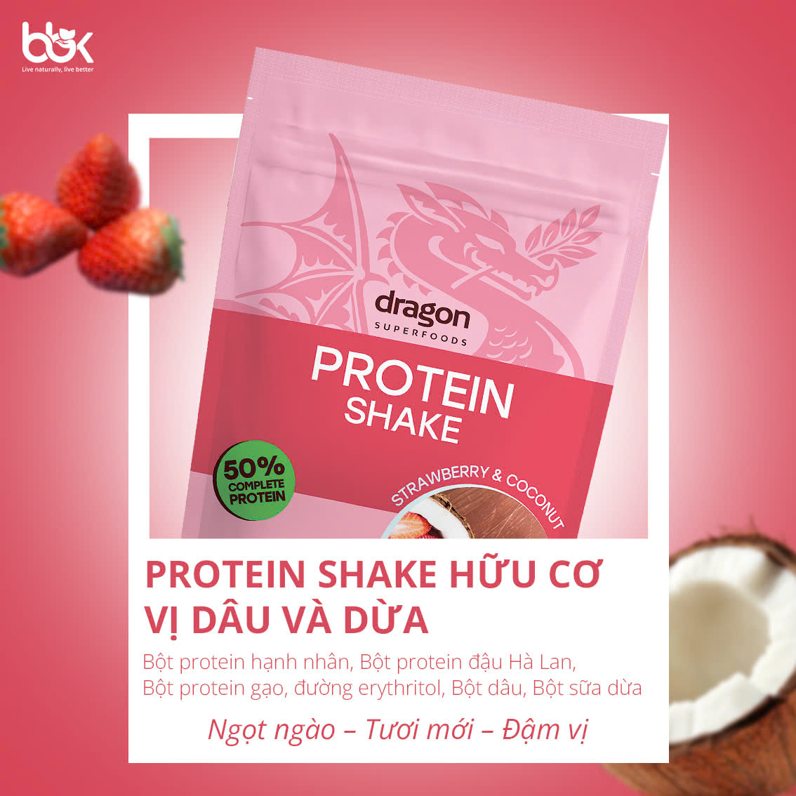 PROTEIN SHAKE DÂU VÀ DỨA DARGON SF 450gr