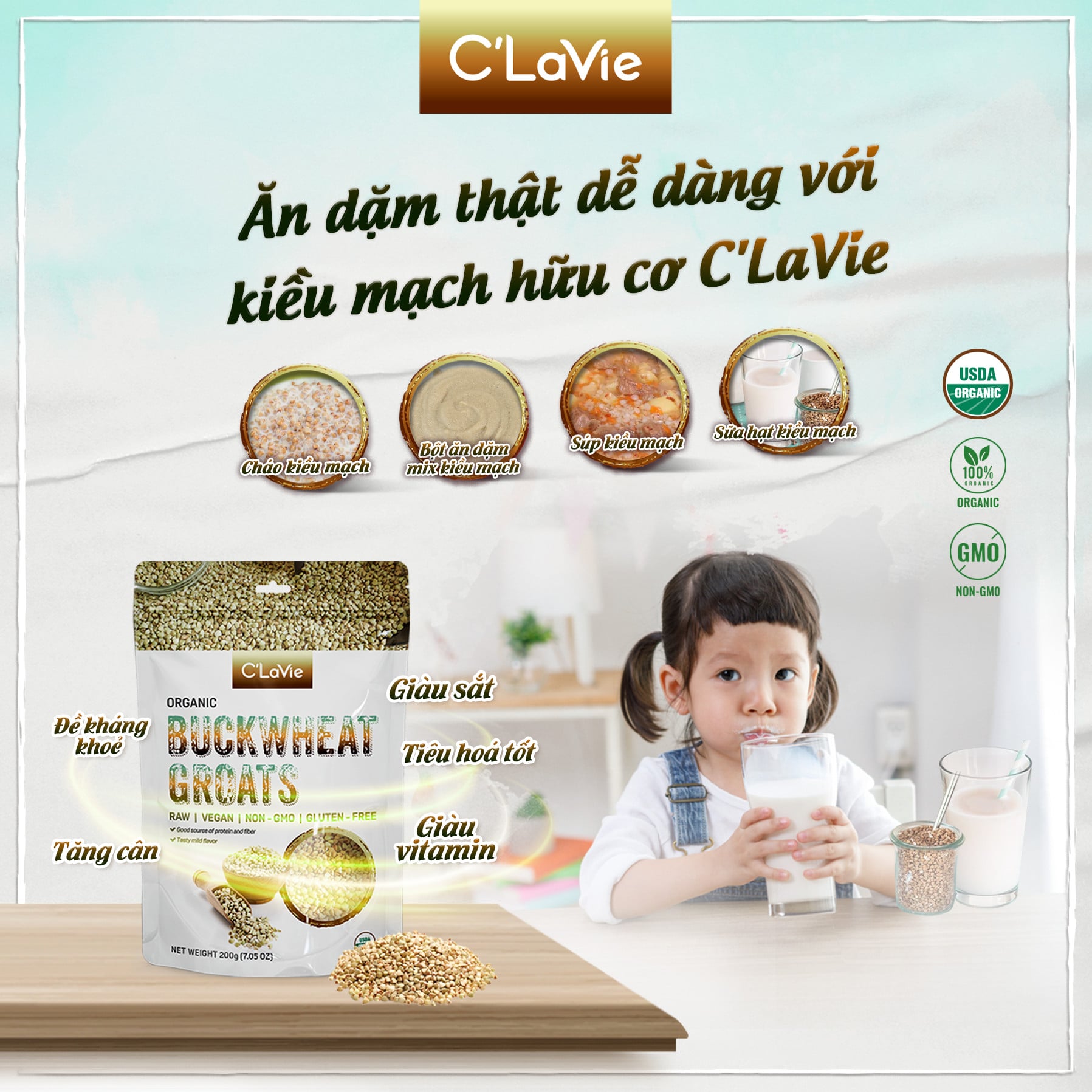 Hạt Kiều Mạch Hữu Cơ C'Lavie 200gr (Gói)