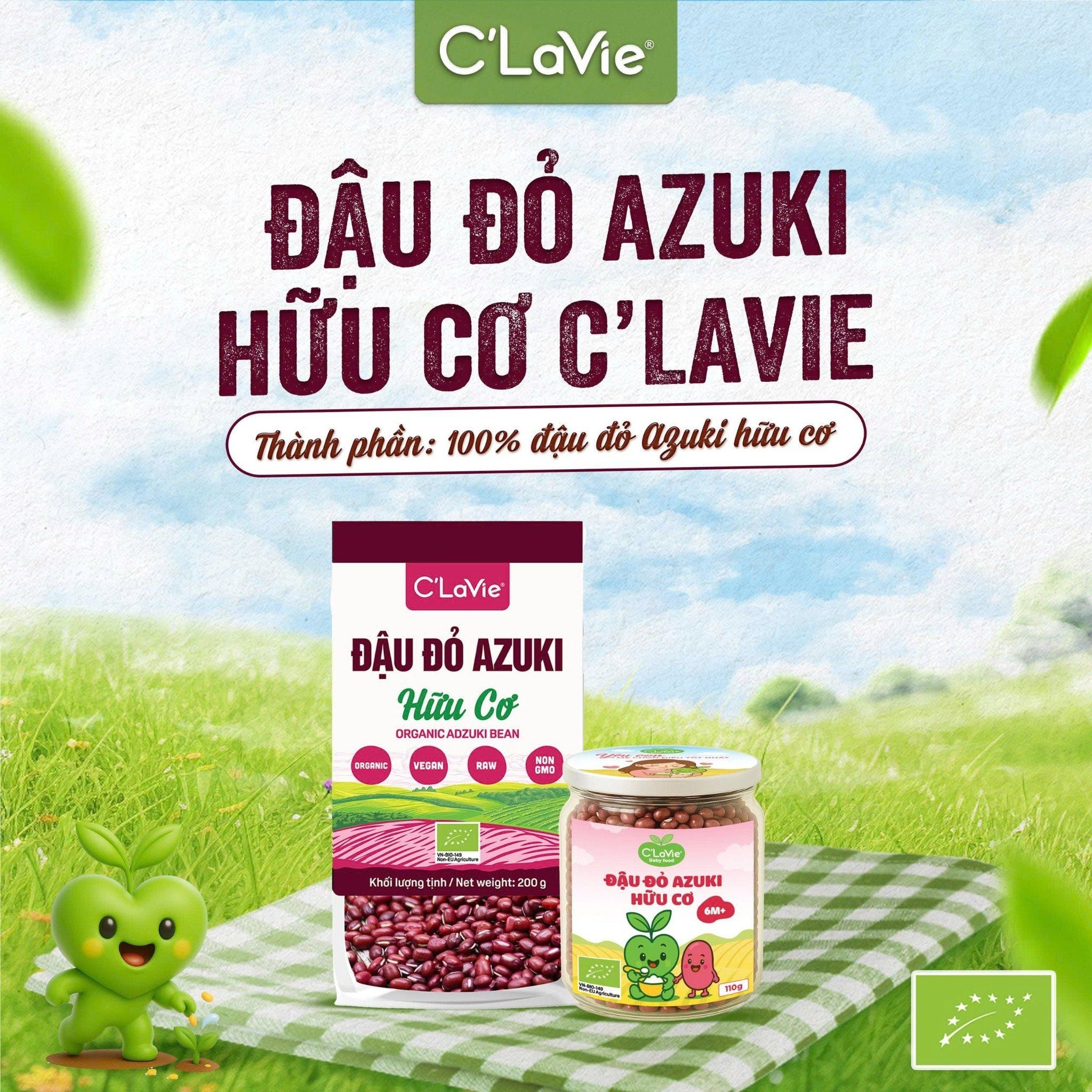 Đậu Đỏ Azuki Hữu Cơ ( đậu nhỏ) C'Lavie 200gr ( Gói)