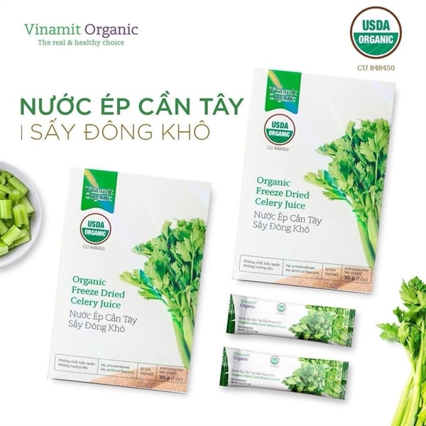 Nước ép cần Tây sấy đông khô hữu cơ Vinamit 30gr (10 gói)