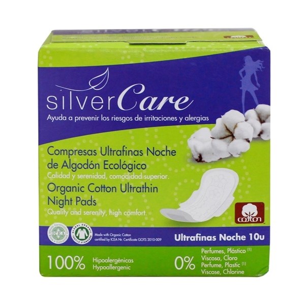 BĂNG VỆ SINH HỮU CƠ SIÊU MỎNG CÓ CÁNH BAN ĐÊM SILVERCARE 10 MIẾNG