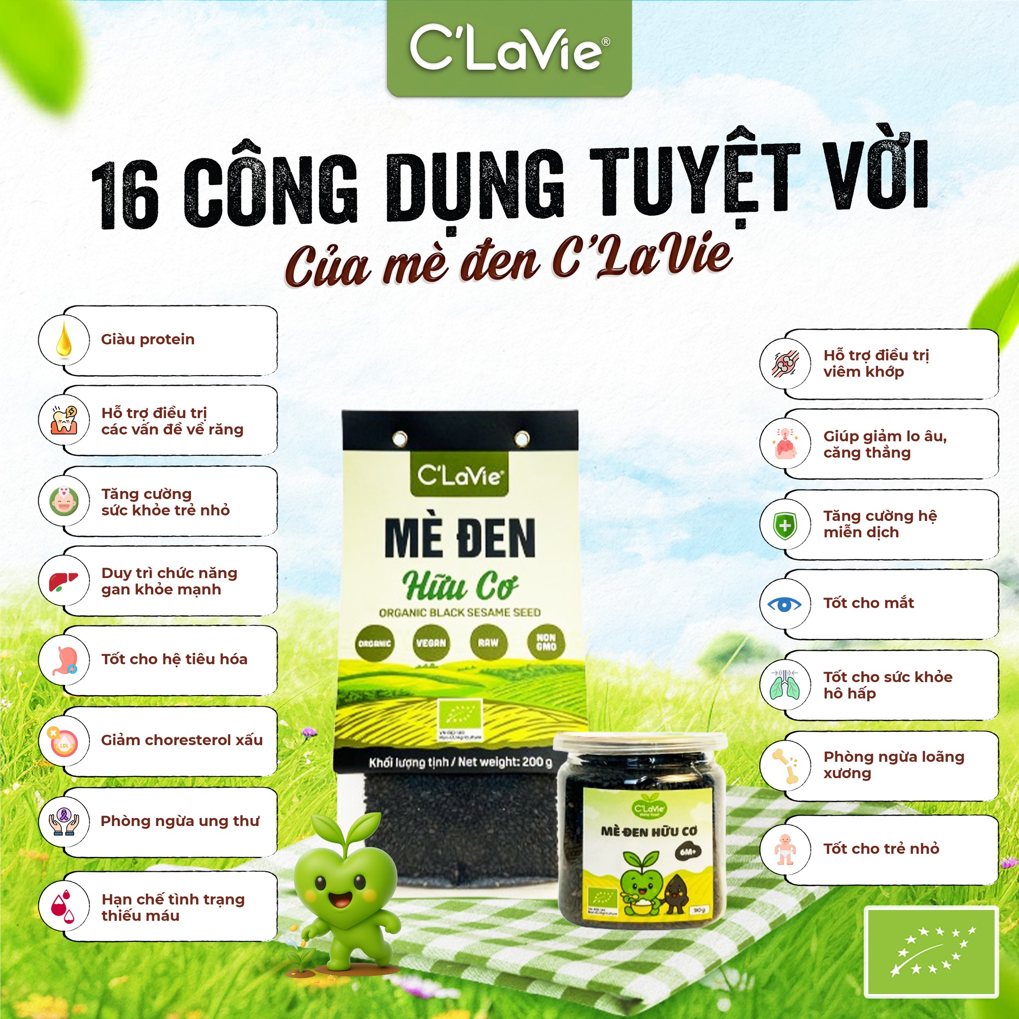 Hạt Mè Đen Hữu Cơ C' Lavie 200gr ( Túi)