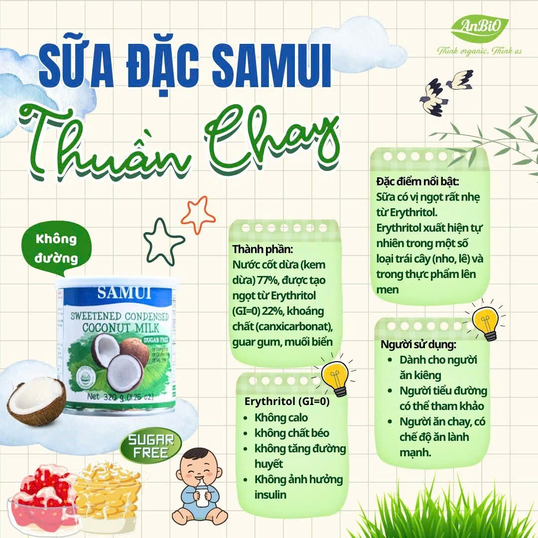 Sữa Đặc Thuần chay không đường SAMUI 320gr