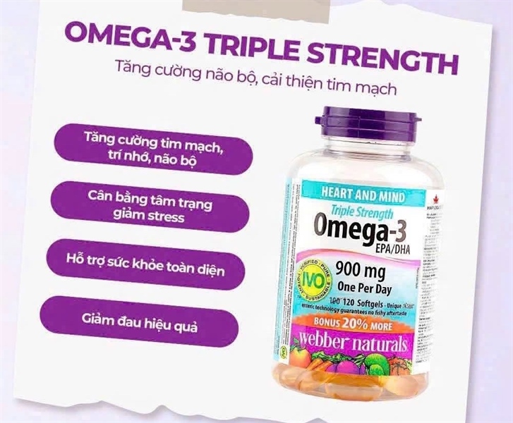 Omega 3 Triple Strength 900mg EPA - DHA 120v
