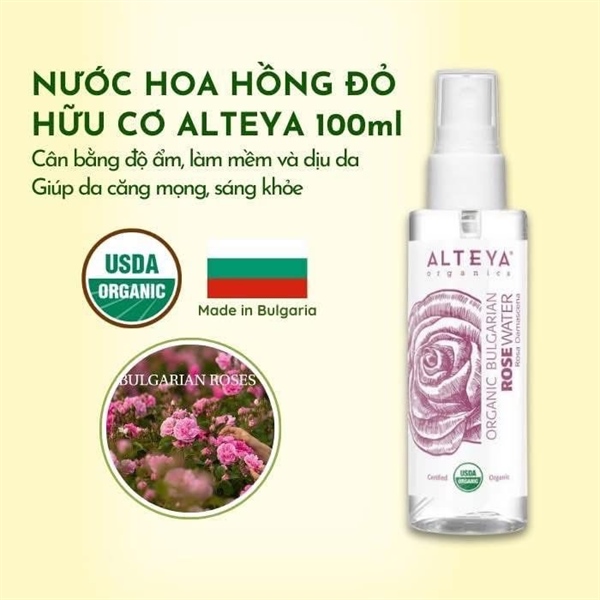 Nước Hoa Hồng Đỏ Hữu Cơ Alteya (100ml)