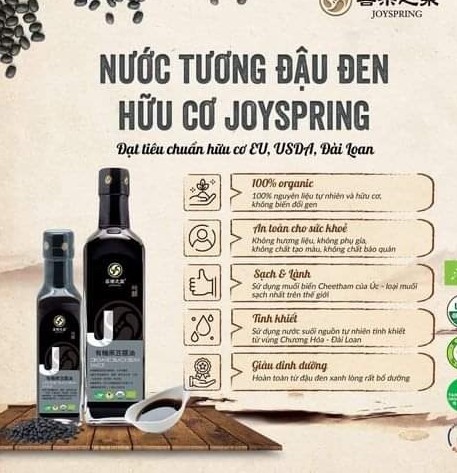 Nước tương đậu đen hữu cơ JoySpring 500ml ( Chai)