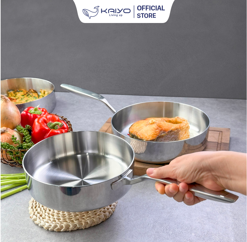 CHẢO INOX 316 NGUYÊN KHỐI 5 lớp size 26