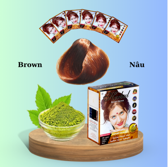 Bột nhuộm tóc thảo dược Henna NÂU 60gr