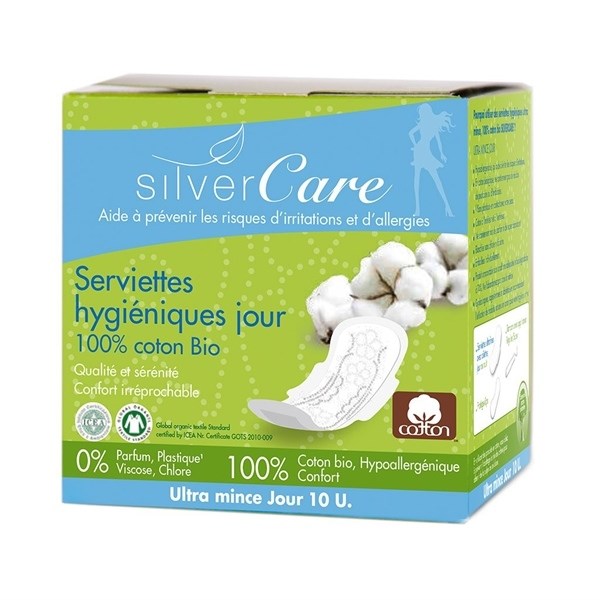 BĂNG VỆ SINH HỮU CƠ SIÊU MỎNG CÓ CÁNH BAN NGÀY SILVERCARE 10 MIẾNG