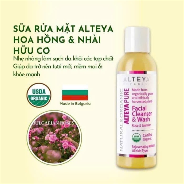 Sữa rửa mặt hoa Hồng và Nhài hữu cơ hữu cơ Alteya 150ml