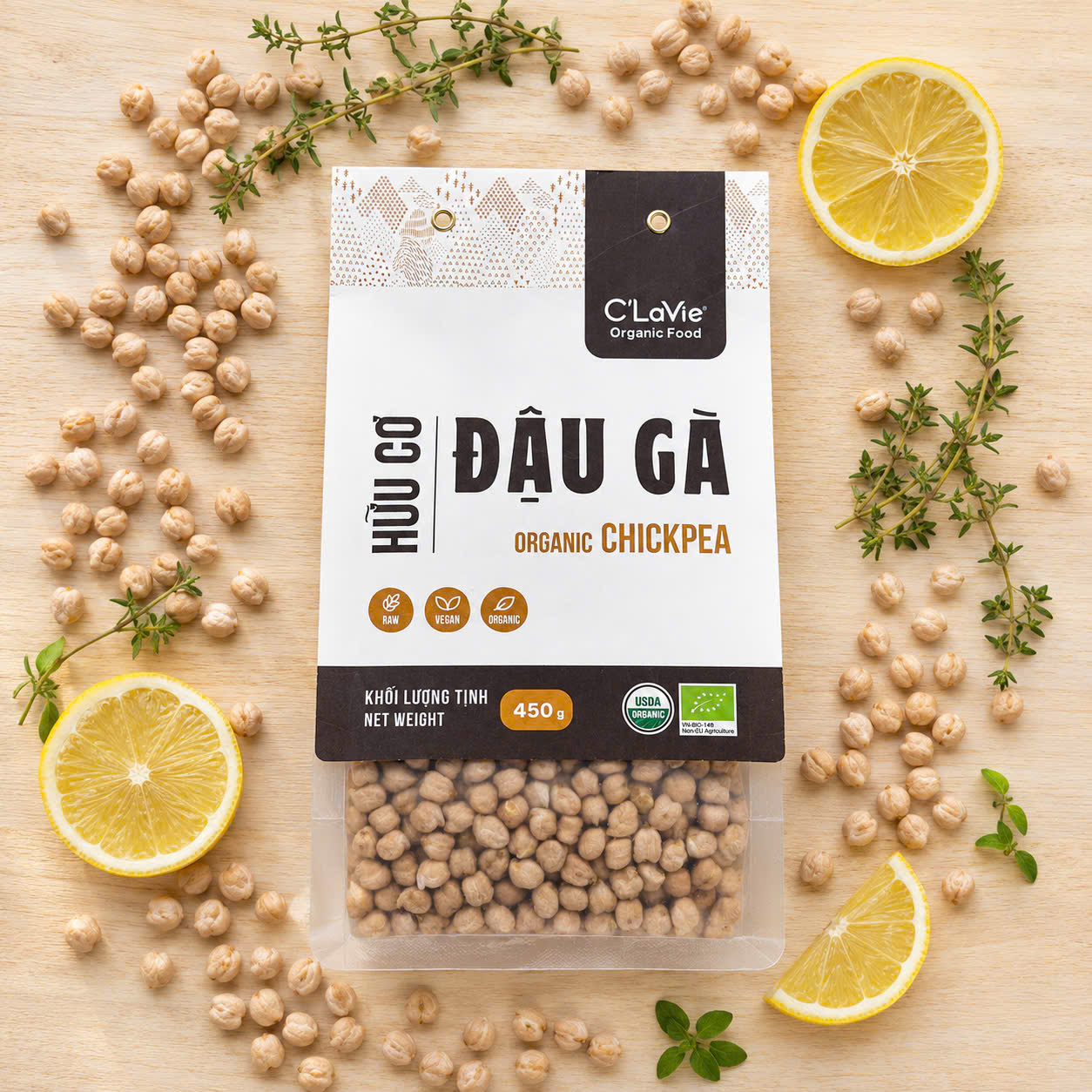 Đậu Gà Hữu Cơ Clavie 450gr ( Túi)