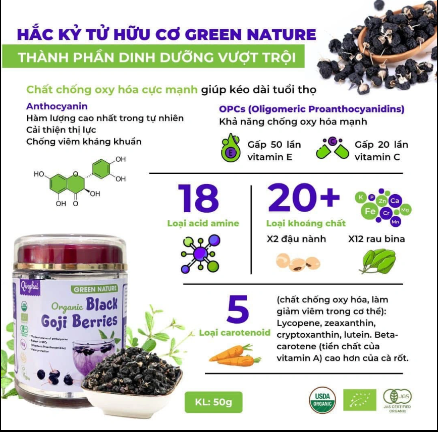 Hắc Kỉ Tử Green Natural Hữu Cơ 50gr (Hộp)