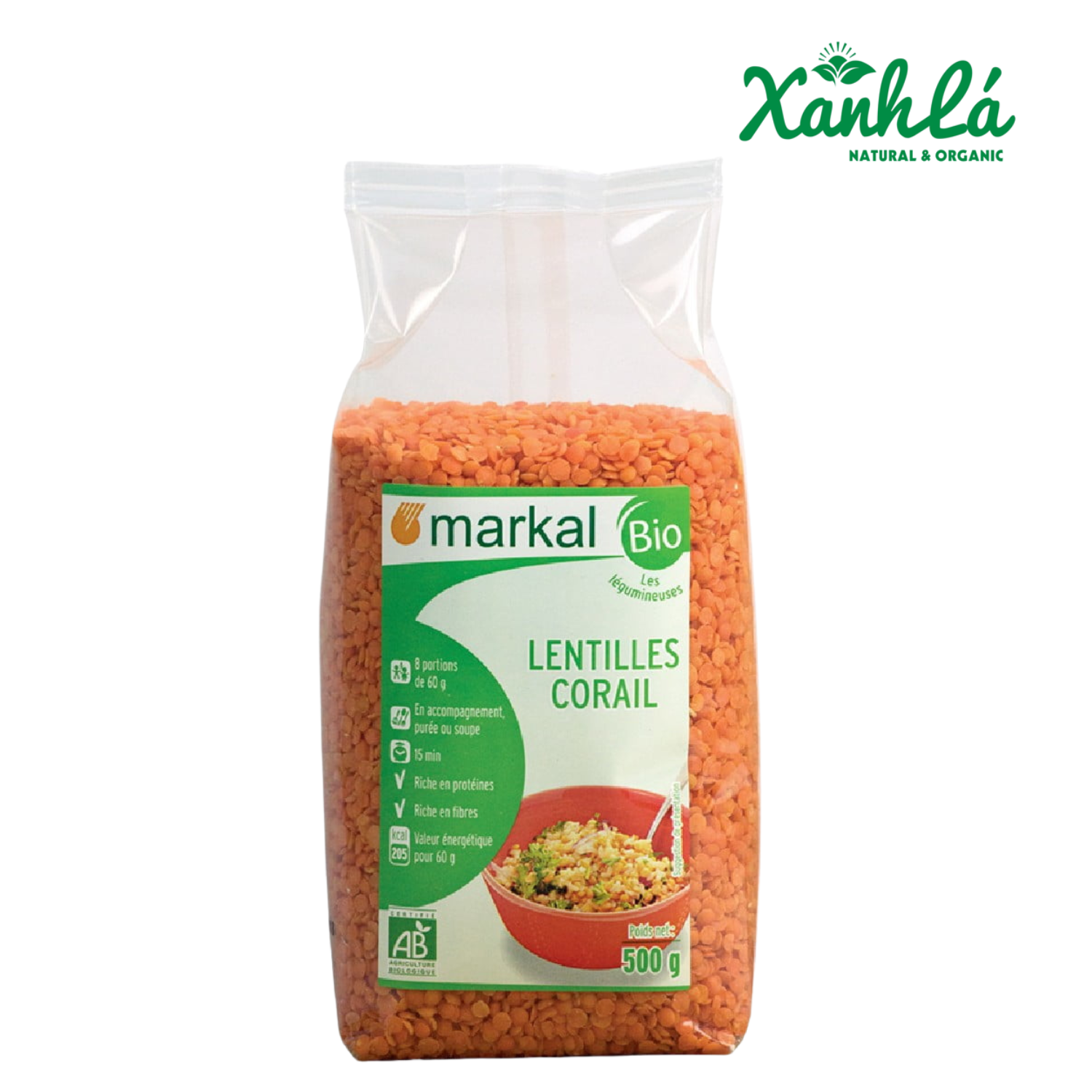 Hạt Đậu Lăng đỏ san hô hữu cơ Markal 500gr