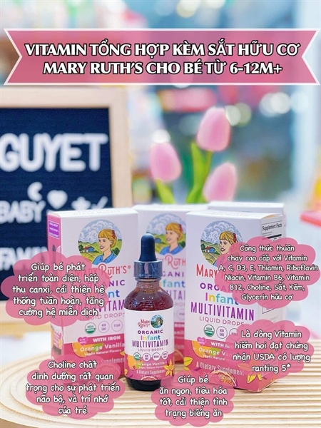 Muitivitamin + Sắt hữu cơ cho 6 - 12 tháng Mary Ruth